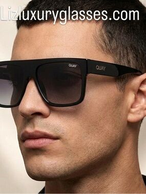 Quay Australia Black Shield Sunglasses with Dark Gradient Lenses